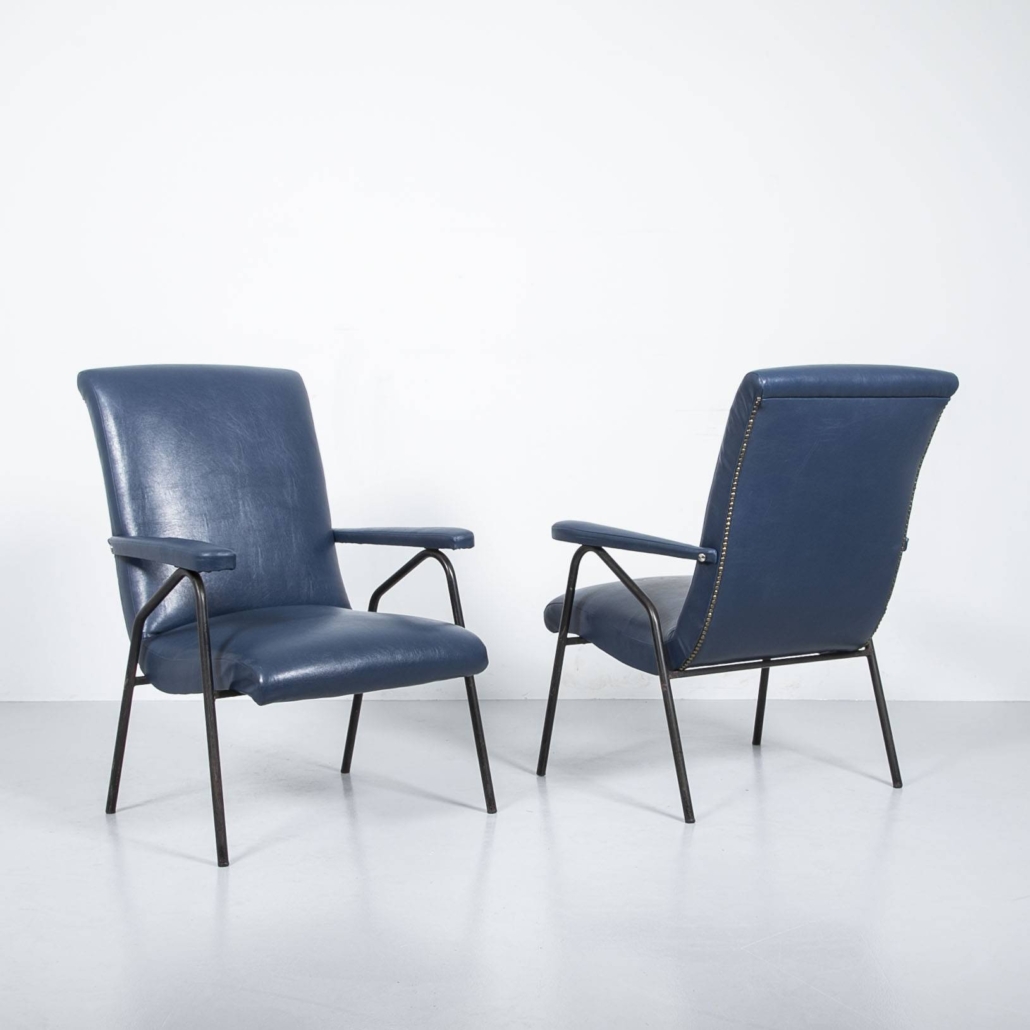 blauer kunstleder sessel