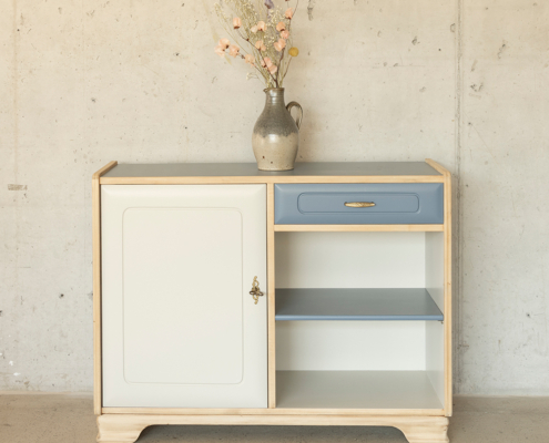 Kommode Holz blau weiss