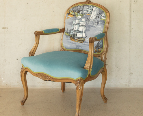 Sessel neobarock gepolstert blau